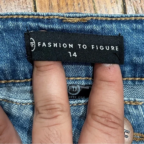 Fashion to Figure Blue Distressed Jean Shorts - Picture 5 of 11